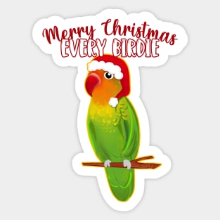 Funny LoveBird Agarpornis Merry Christmas Every birdie Sticker